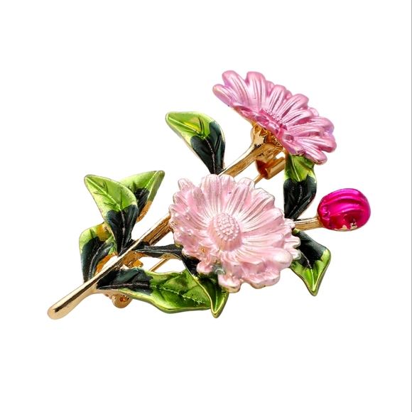 Daisy Brooch, gift boxed for Mom. Bright Colors Enameled. - Picture 3 of 6